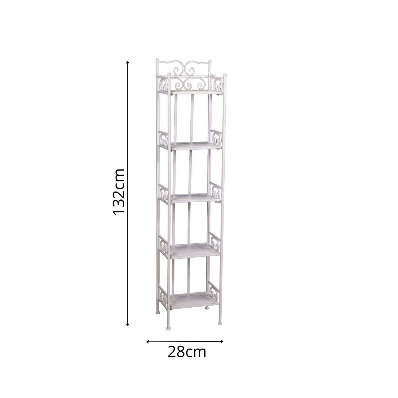 Scaffale metallo New Jessica 5 piani bianco brush 28x23x132 cm