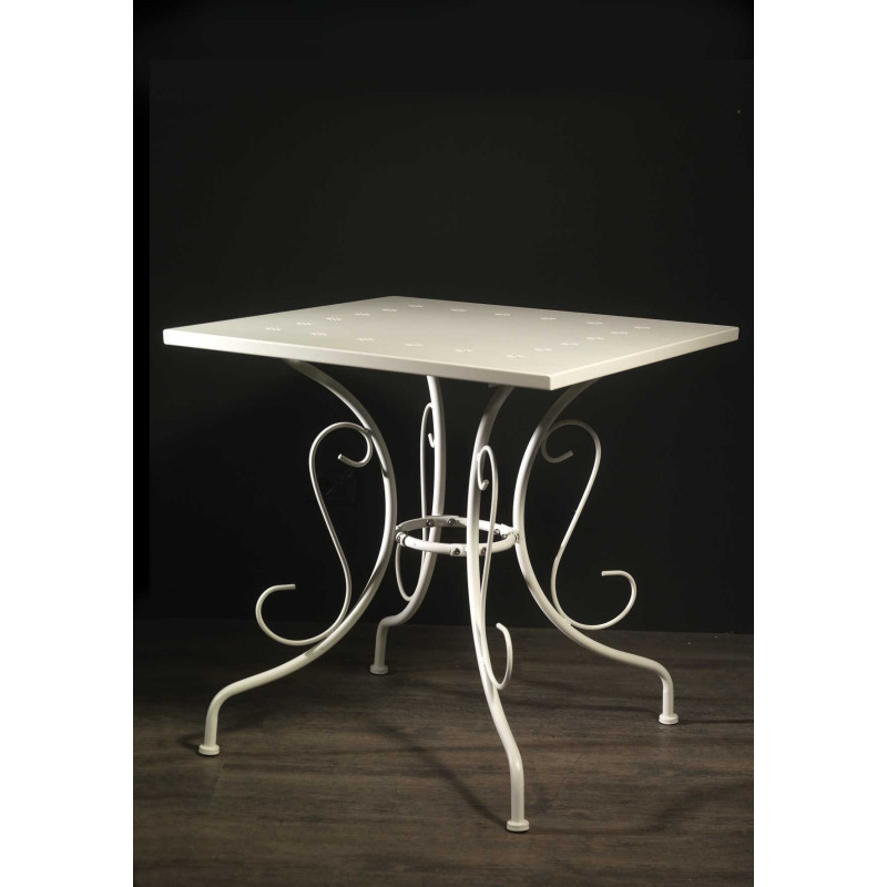 Tavolo metallo New Old bianco quadro 70x70 cm per giardino