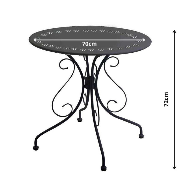 Tavolo metallo New Old antracite tondo Ø70 cm per giardino