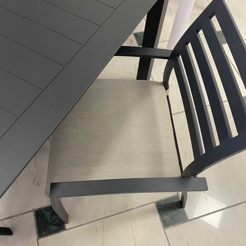 Poltrona alluminio Boston antracite cuscino grigio 58x57x88 cm