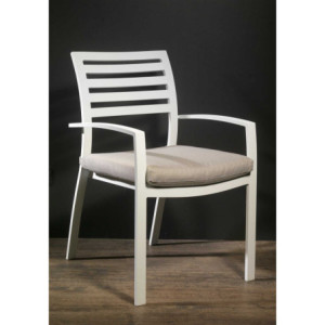 Zoom Poltrona alluminio new Boston bianco con cuscini grigio cm 58x57h88