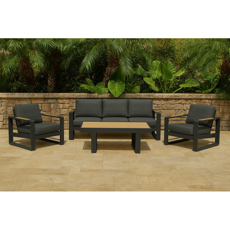 Salotto alluminio Blaine antracite 3 posti elegante e resistente