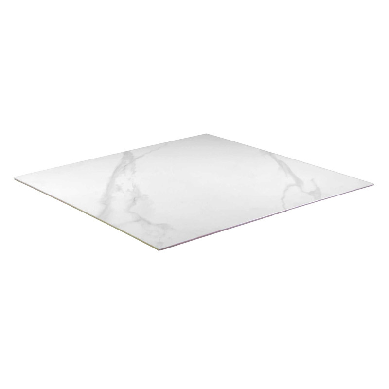 Top tavolo pietra sinterizzata bianco quadro 70x70 cm resistente