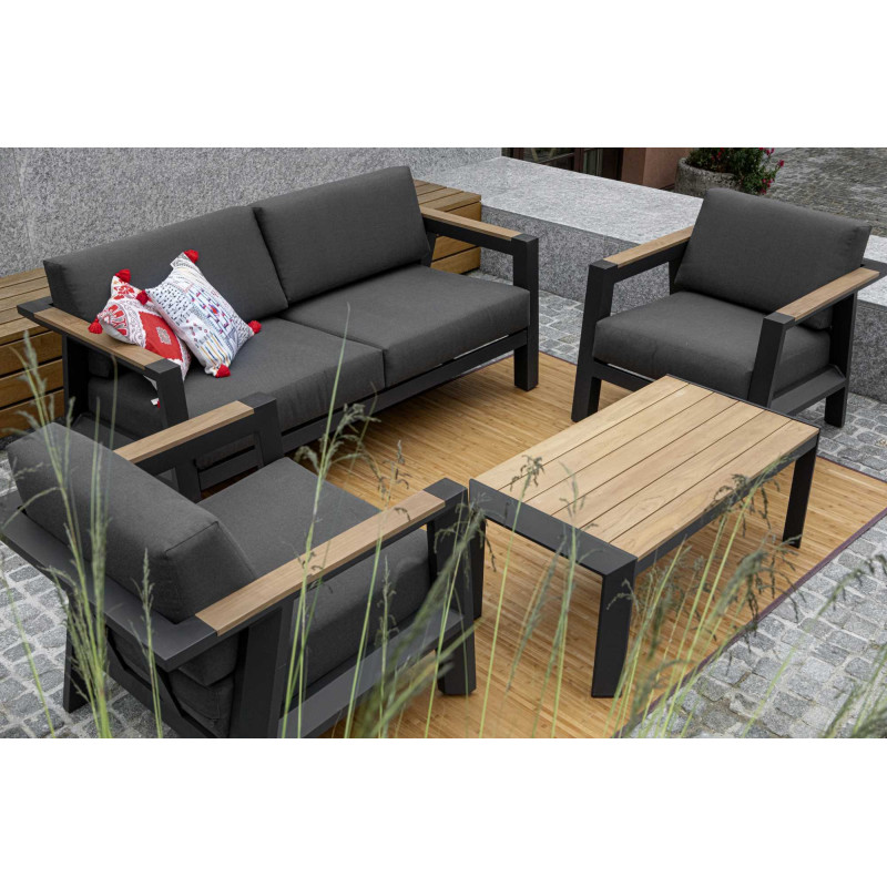 Salotto Idaho Mammut alluminio legno teak 2+2 antracite giardino