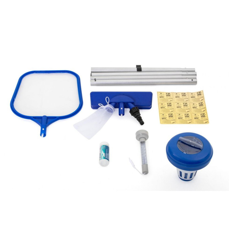 Kit accessori piscina Deluxe completo con asta, retino e test