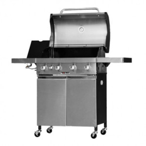 Zoom Fire Dok Special Inox Bbq Pietra Lavica E Gas 4 fuochi + Forno Laterale