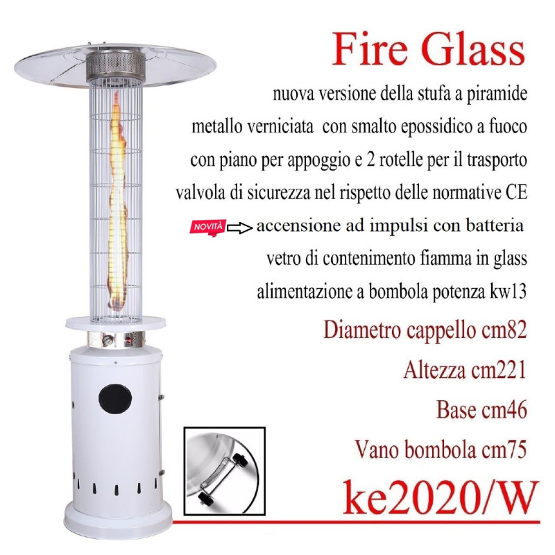 Stufa Fire Glass bianco a bioetanolo design moderno riscaldamento