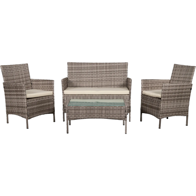 Set sofa New Smart 4pz grigio salotto in ferro da giardino