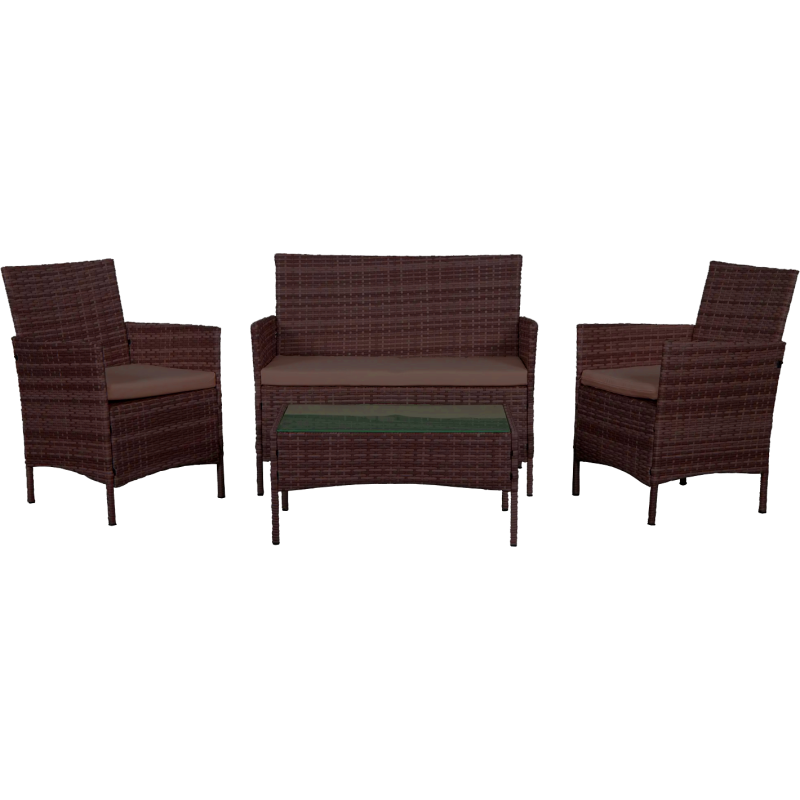 Set Sofa New Smart 4 pezzi moka salotto in ferro da giardino