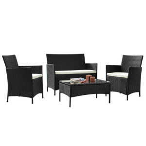 Set Sofa New Smart 4pz Nero - Salotto da Giardino in Ferro