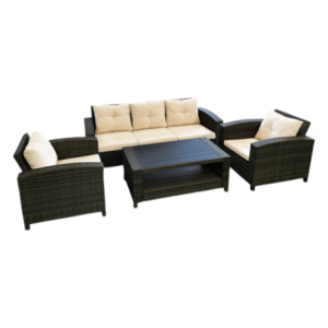 Set Sofa Superior 5 Posti Moka - Salotto da Giardino in Ferro