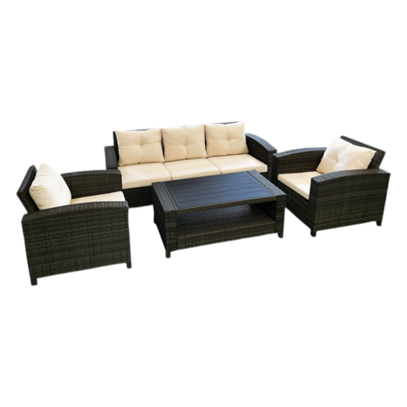 Set Sofa Superior 5 Posti Moka - Salotto da Giardino in Ferro