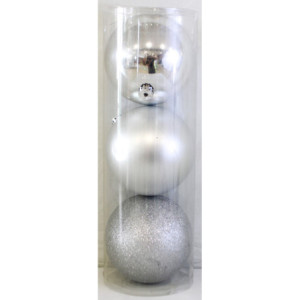 Sfera 15 cm Argento Decorazione Natalizia 3 Assortiti