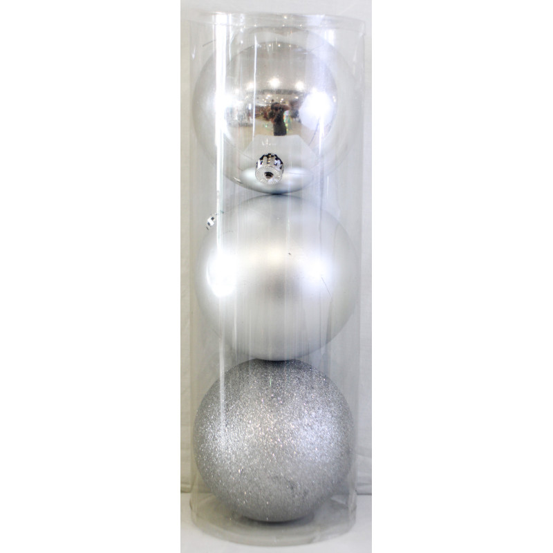 Sfera 15 cm Argento Decorazione Natalizia 3 Assortiti