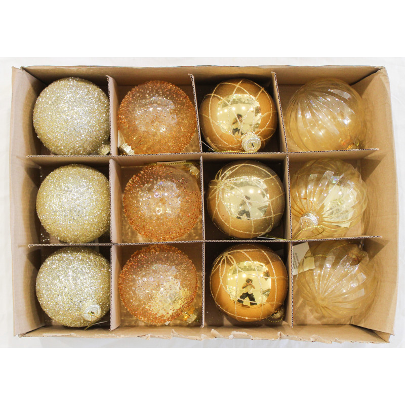 Sfera Vetro Deco 10 cm Oro 4 Assortiti Decorazione Natale