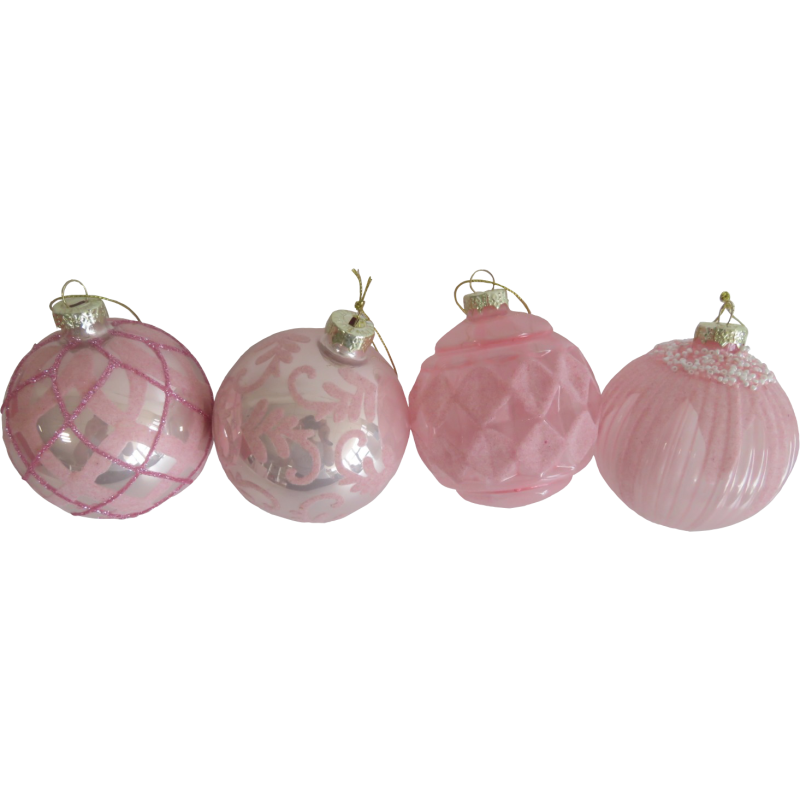 Sfera Vetro Deco 10 cm Rosa Cipria 4 Assortiti Natale