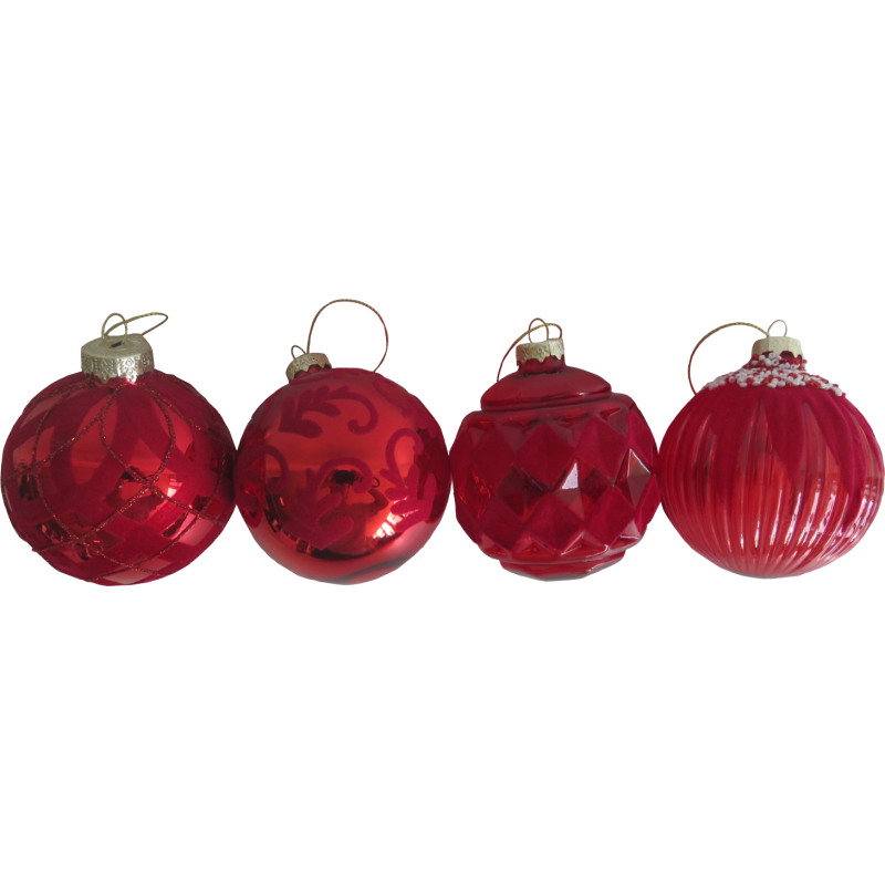 Sfera Vetro Deco 10 cm Rosso 4 Assortiti Decorazione Natale