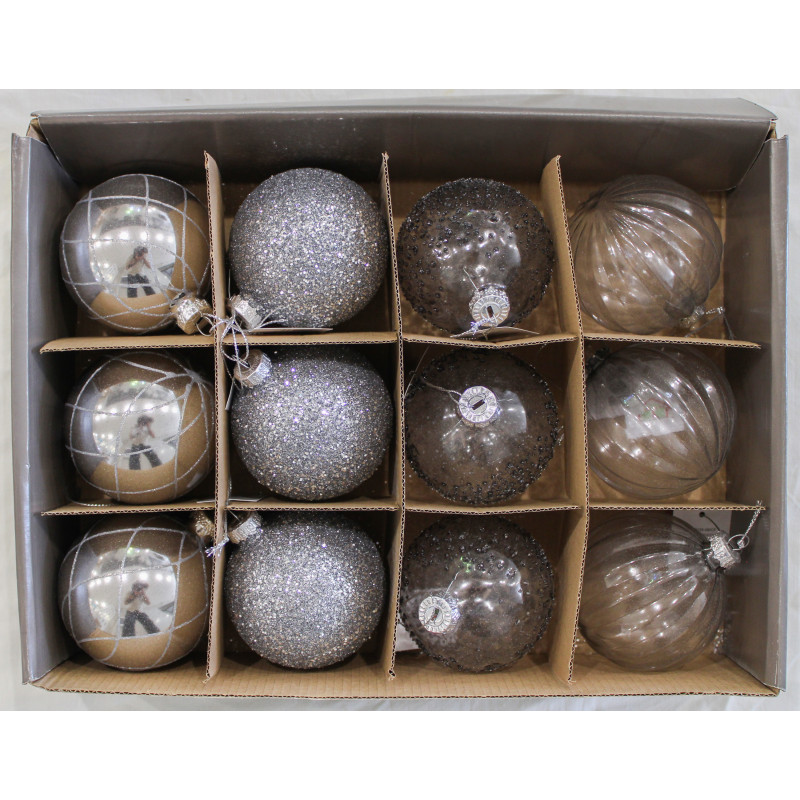 Sfera Vetro Deco 8 cm Canna di Fucile 4 Assortiti Natale