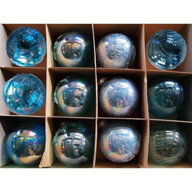 Sfera Vetro Deco 8 cm Celeste Polvere 4 Assortiti Natale