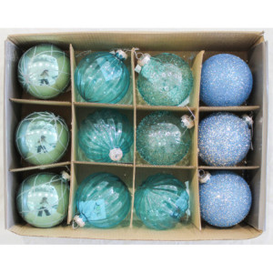 Sfera Vetro Deco 8 cm Celeste Polvere 4 Assortiti Natale