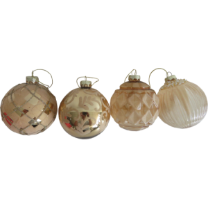 Sfera Vetro Deco 8 cm Champagne 4 Assortiti Decorazione Natale