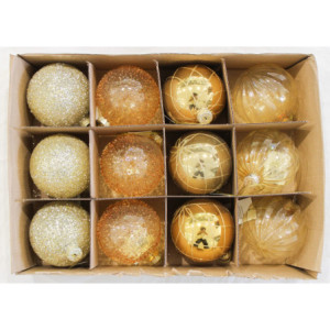 Sfera Vetro Deco 8 cm Oro 4 Assortiti Decorazione Natale