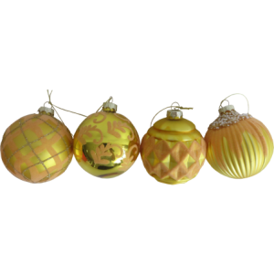 Sfera Vetro Deco 8 cm Oro 4 Assortiti Decorazione Natale