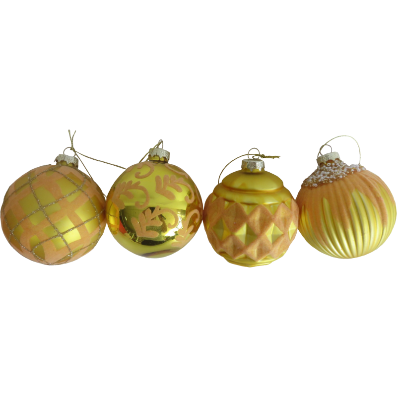 Sfera Vetro Deco 8 cm Oro 4 Assortiti Decorazione Natale