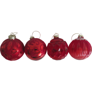 Sfera Vetro Deco 8 cm Rosso 4 Assortiti Decorazione Natale
