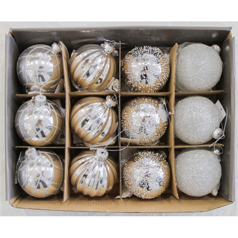 Sfera Vetro Deco 8 cm Silver 4 Assortiti Decorazione Natale