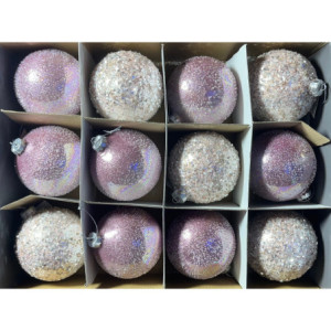 Sfera Vetro Deco 10 cm Rosa 2 Assortiti Decorazione Natale