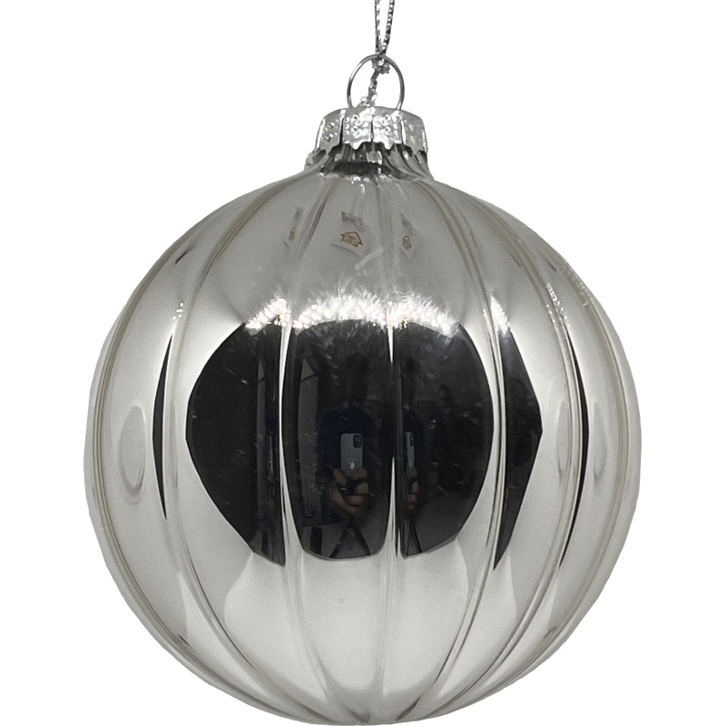 Sfera Vetro Deco 8 cm Argento Decorazione Natalizia Elegante