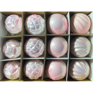 Sfera Vetro Deco 8 cm Rosa Decorazione Natalizia Elegante