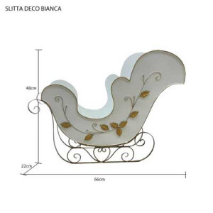 Slitta Deco Bianco e Oro 66x22x48cm - Decorazione Natalizia