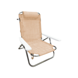 Zoom Set di 6 Spiaggine "lexi" Beige In Alluminio 5 Pos. Con Telo In Texilene