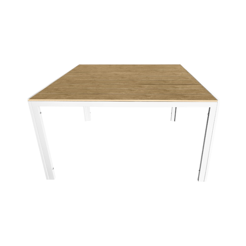 Tavolo teak 180cm in alluminio bianco-legno da giardino
