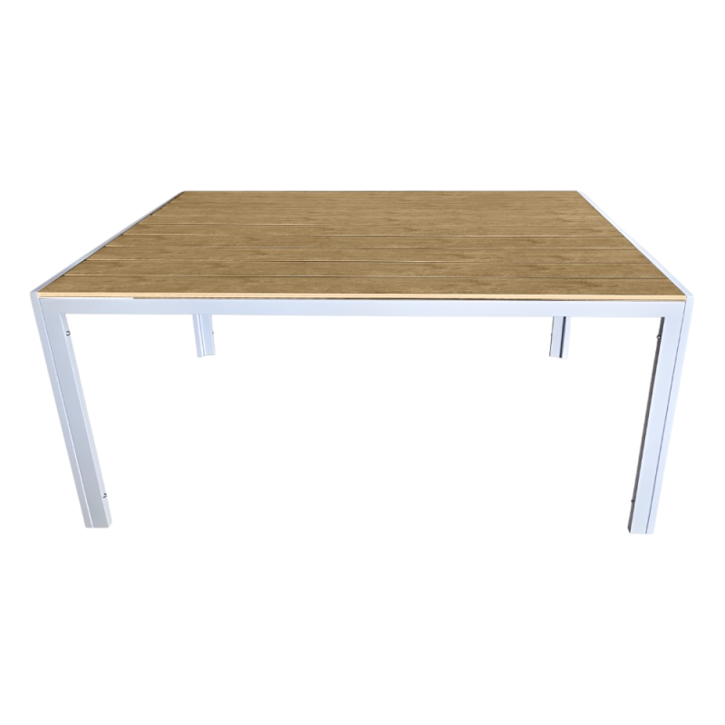 Tavolo Teak 210cm Alluminio Bianco/Legno - Design da Esterno