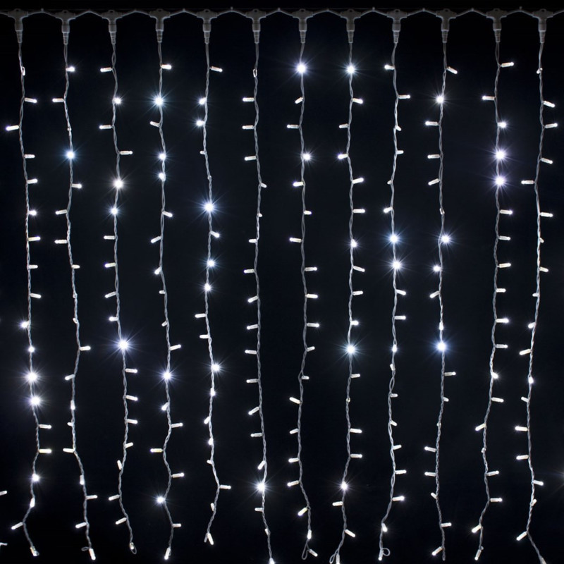 Tenda 400 LED Bianco 300x200cm Effetto Pioggia IP44 Natale