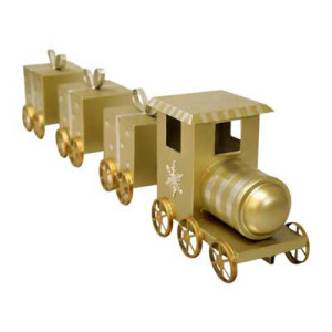 Trenino Gift 90x15x22cm Champagne Argento Oro - Decorazione Natale
