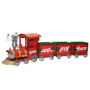 Treno Noel decorativo rosso 100x20x41 cm per Natale