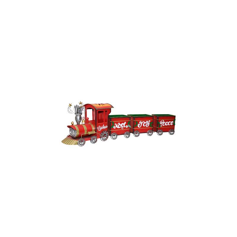 Treno Noel decorativo rosso 100x20x41 cm per Natale