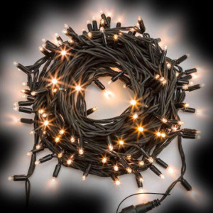 Catena 120 LED Bianco Caldo Flash IP44 230V Cavo Nero Natale
