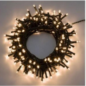 120 LED bianco caldo fissa senza cavo luci natalizie compatte