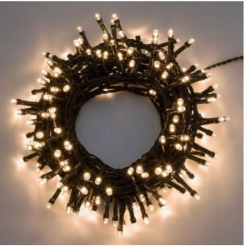 120 LED bianco caldo fissa senza cavo luci natalizie compatte
