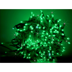 Catena 120 LED Verde con Flash 230V IP44 Cavo Bianco Natale