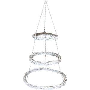 Set 3 Corone Legno Bianco Pensili Decorazione Natalizia