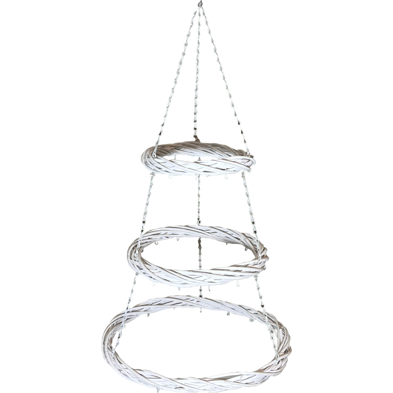 Set 3 Corone Legno Bianco Pensili Decorazione Natalizia