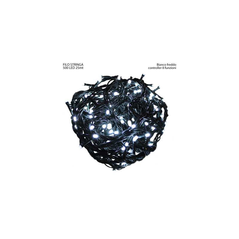 500 LED bianco freddo 25m con controller IP44 luci natalizie