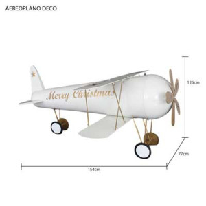 Aereoplano Deco bianco e oro 154x126x77 cm decorazione design