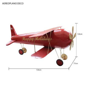 Aereoplano Deco rosso e oro 154x126x77 cm decorazione design
